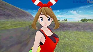 इंटेंस पोकेमॉन एनकाउंटर मिस्ट्री कासुमी और मэй हरुका के साथ ऐनिमे स्टाइल में