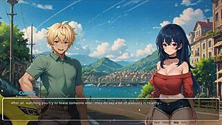 Blurring walls in romance hentai game ep 3. Teasing her boyfriend hard!