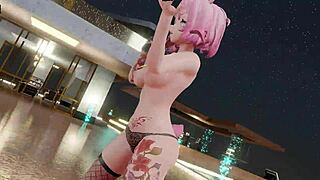 MMD Strip Tease with Aespa Dancing Spicy in 3D Cartoon Animation