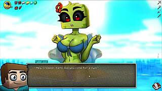 Yo, Hornycraft parody Ep 20 has Creeper Girl's massive tits popping at beach!