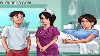 समरटाइम सागा में नर्स लंड को टीज़ करती है फिर माउथ में डीप लेती है