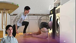 Stepmom gets stuck in hentai game