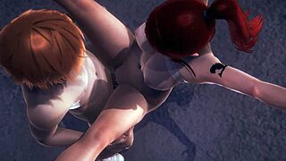 Fairy Tail hentai unfolds with Erza Scarlet giving a steamy blowjob. She gets slammed hard in a warehouse for Japanese manga fans.