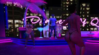 Hey, check this exhibitionist dancing in a microbikini at the club