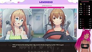 Vtuber lewdneko plays highway blossoms part 2 with cute game twists in anime style.