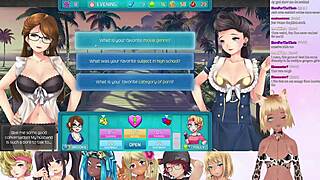 Vtuber Lewdneko plays Huniepop 2 Double Date Part 4 with group lingerie fun and big tits action.