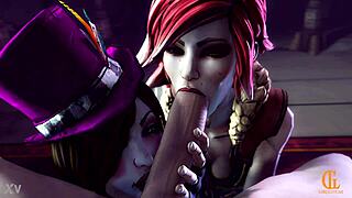 mad moxxi and lilith go wild with succubus blowjob action in borderlands animation