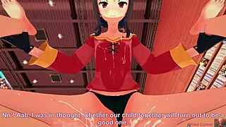 Oh Megumin cosplayer, let me explore your big tits in this sensual missionary pov show.