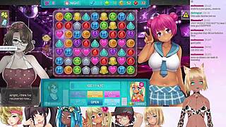 Vtuber Lewdneko plays Huniepop 2 Double Date Part 4 with group lingerie fun and big tits action.