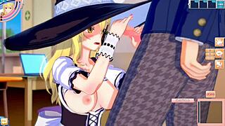 Big tits girl gives blowjob and handjob in 3d hentai anime video