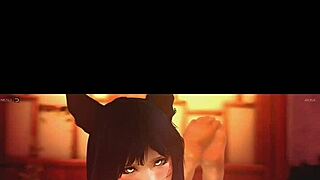 Erotic cartoon with Ahri characters