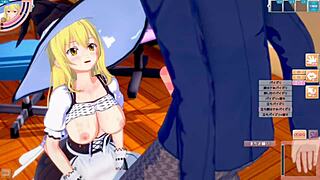 Big tits girl gives blowjob and handjob in 3d hentai anime video