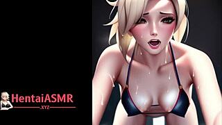 Blonde Hentai Slut Reaches Intense Orgasm in Sexy Gallery Scene. Her Body Shakes!