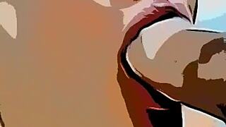 Cartoon intern on vacation agrees to date professor for cash. He finishes in her mouth with a wild climax.