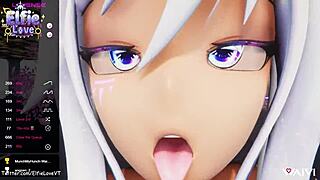 Hentai Vtuber Elfie Love Takes Double Penetration With Ahegao In 3D VRChat MMD