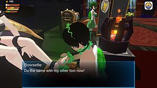 bowsette dominates with 3d femdom feet piss and fart in toilet