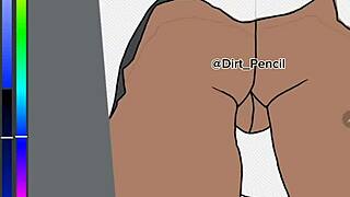 Digital Drawing of School Girl in Uniform Upskirt Back View