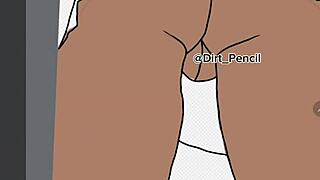 Digital Drawing of School Girl in Uniform Upskirt Back View