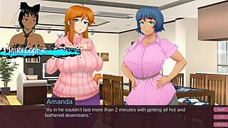 Milfs amanda and marisa share handjob and kiss