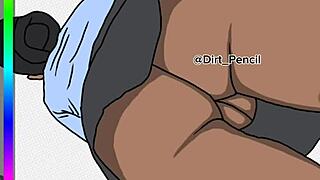 Digital Drawing of School Girl in Uniform Upskirt Back View