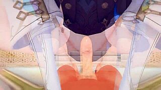 clorinde rides cock cowgirl after blowjob in 3d hentai