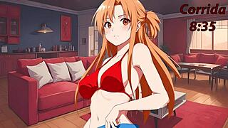 Oh wow, Asuna from Sword Art Online demands you eat your own cum in this femdom hentai joi!