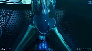 Slime se covered Tifa Lockhart fantasy mein wild dildo play karti hai