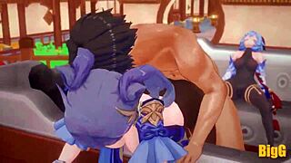 Ganyu And Keqing In Hardcore Group Trio From Genshin Impact Animation