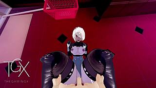 यह कर्वी 2बी एंड्रॉइड गर्ल देखो ऐनिमे गेम से डीपथ्रोट और हर पोजिशन में सेक्स लेती है