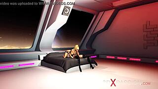 3D Sexy Shemale Rides Horny Girl in Space Station Encounter