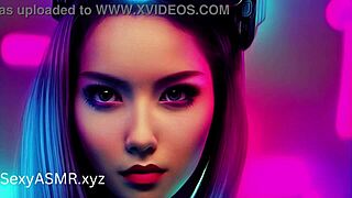 In cyber punk world, hot sluts in cosplay relax with sucking ASMR.