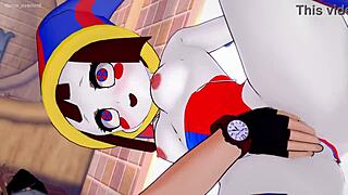 pomni craves sex in bikini at hotel. Uncensored hentai with shaved pussy doggystyle