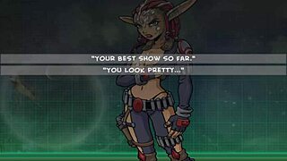 Redhead gives handjob to alien villain Daxter in anime