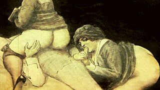 Vintage erotic drawings with hairy details