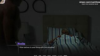 Young blonde with big tits rides roommate's huge cock. She gets a messy cumshot on her belly in this taboo university hentai game part 9.