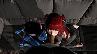 Can this demon girl and curvy redhead really blow your monster cock like that?