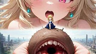 giantess ia towers over everything in anime style