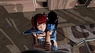 Can this demon girl and curvy redhead really blow your monster cock like that?