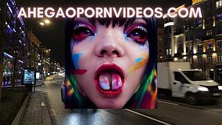 Ahegao sluts crave nut in car traffic relaxation with blonde costumes ASMR.