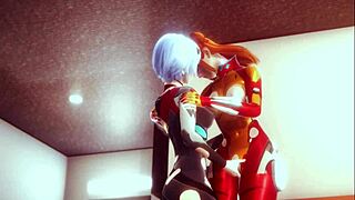 Waifu Shinji, Asuka Shikinami, and Rei Q Ayanami in Hot Lesbian Sex Make Me Melt