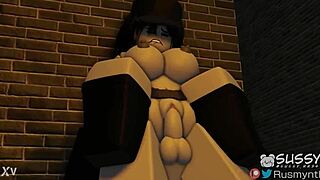 Slut gets pounded hard in a dark alleyway with rough femdom anal. Anime hentai shows her doggystyle submission.