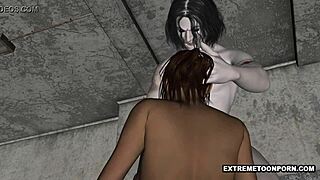 yo, watch this 3d brunette suck a vampire's hard cock