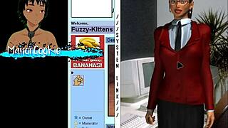 Dive into Up the Wazoo game featuring young 18+ office lady in sexy mature outfit with big tits action