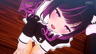 I-I can't stop watching this cute Japanese cat girl in hentai MMD, it's so naughty!
