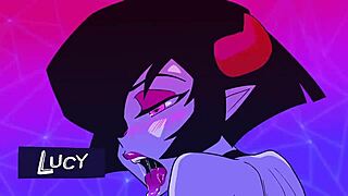 सुक्यूबस 3डी कार्टून हेंटाई एनिमे सीन में इंटेंस डिटेल्स के साथ एपियर्स करता है