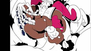 Freaky Ebony BBW With Big Ass Gives Blowjob In Anime Art