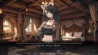 ओह वाऊ, यह क्यूट कैट गर्ल ह्यूज टिट्स के साथ बीडीएसएम ऐनिमे में कॉक चूसना सीखती है!