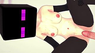 Novia dressed as enderman just in her towel wants to fuck now! What a hot big tits parody solo with cum!