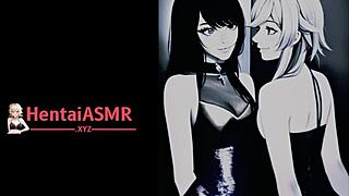 Detailed Hentai ASMR of Lesbian Lovers Kissing and Sucking with Licking Action