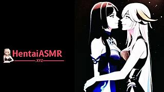 Detailed Hentai ASMR of Lesbian Lovers Kissing and Sucking with Licking Action